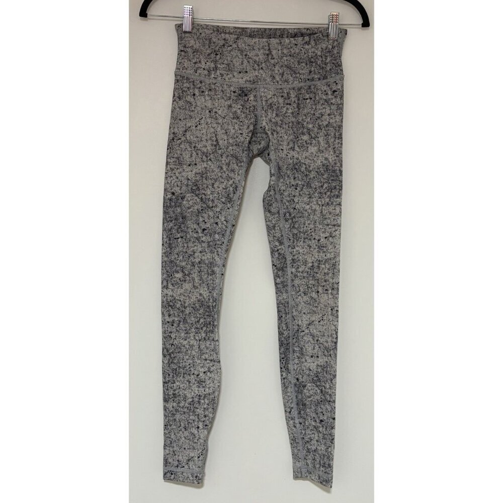 Lululemon Wunder Under Leggings Womens Sz 4 Low Rise Luxtreme 28" Grey White